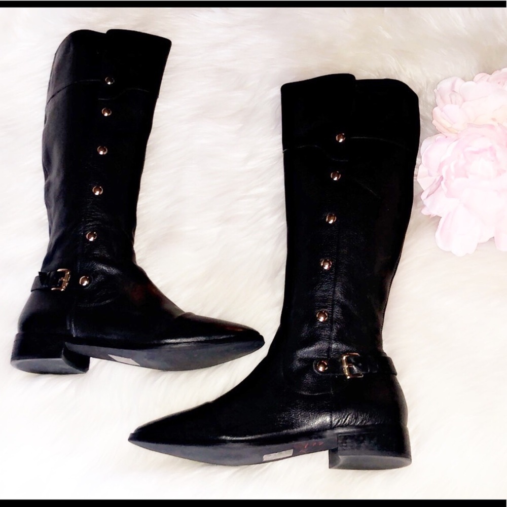 MICHAEL KORS Tall Black Leather Riding Boots